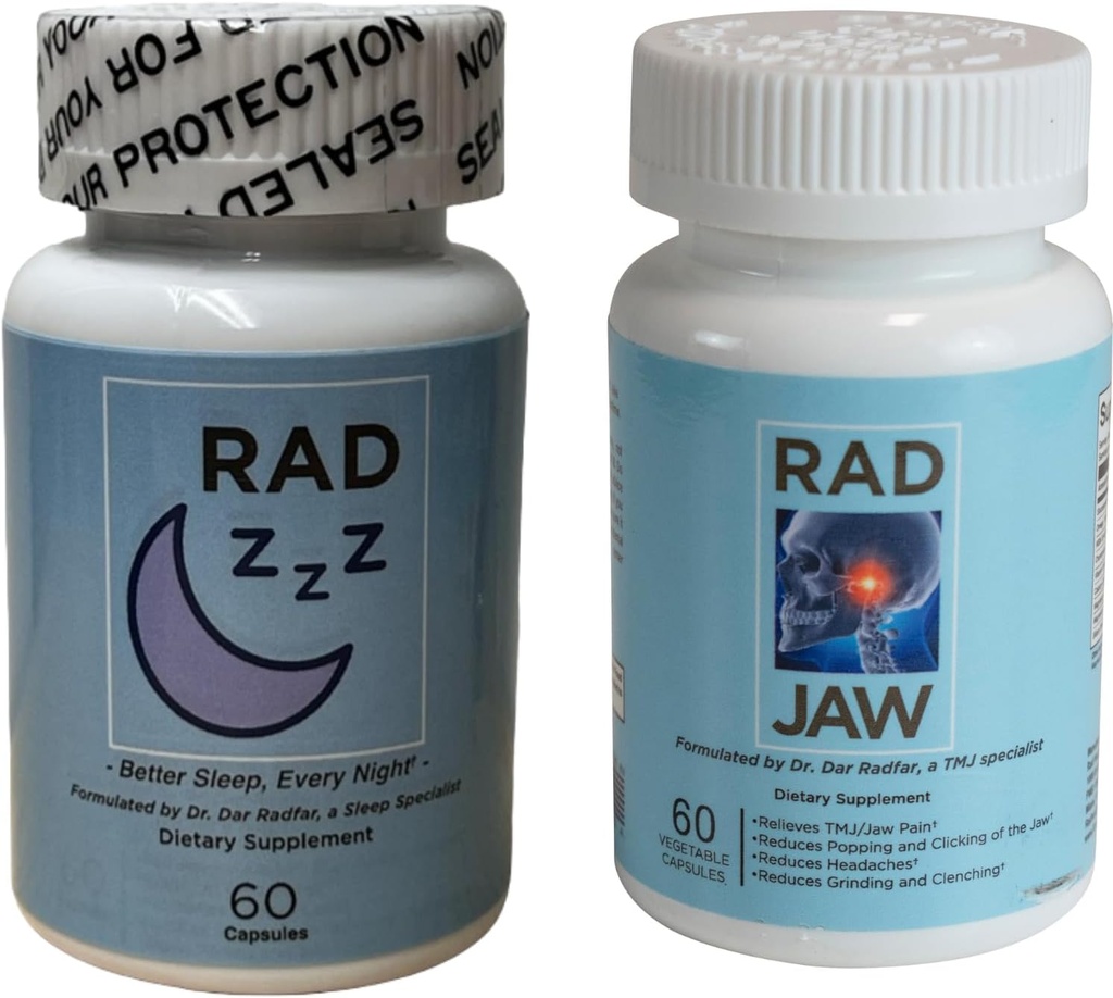Rad ZZZ Rad Bundle Natural Retreat Aid and TMJ Relief Suplement, Alleviate Jaw Pain, Reduce Teeth Grinding dan Jagching, Dikembangkan oleh Dokter Gigi, Dibuat di Amerika Serikat