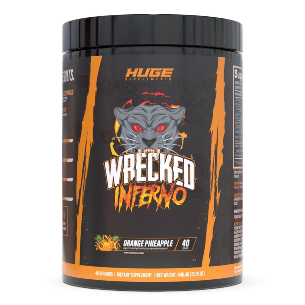 Wrecked Inferno - Thermogenic Pre Workout Bagi Pria & Women, Increase Energy, Boost Thermogenesis & Metabolisme, Enhance Exercise Performance - Berisi L- Citrulline, L- Carnitine, Beta- Alanine & More