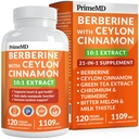 21-in- 1 Tambahan Berberine dengan Cinnamon Ceylon dengan Chromium, Bitter Melon dan Green Tea Extract dan Pepper Hitam Ekstrak 5X untuk Energi & Metabolisme Dukungan dengan 5279 mg (120 ct, Pack of 1)