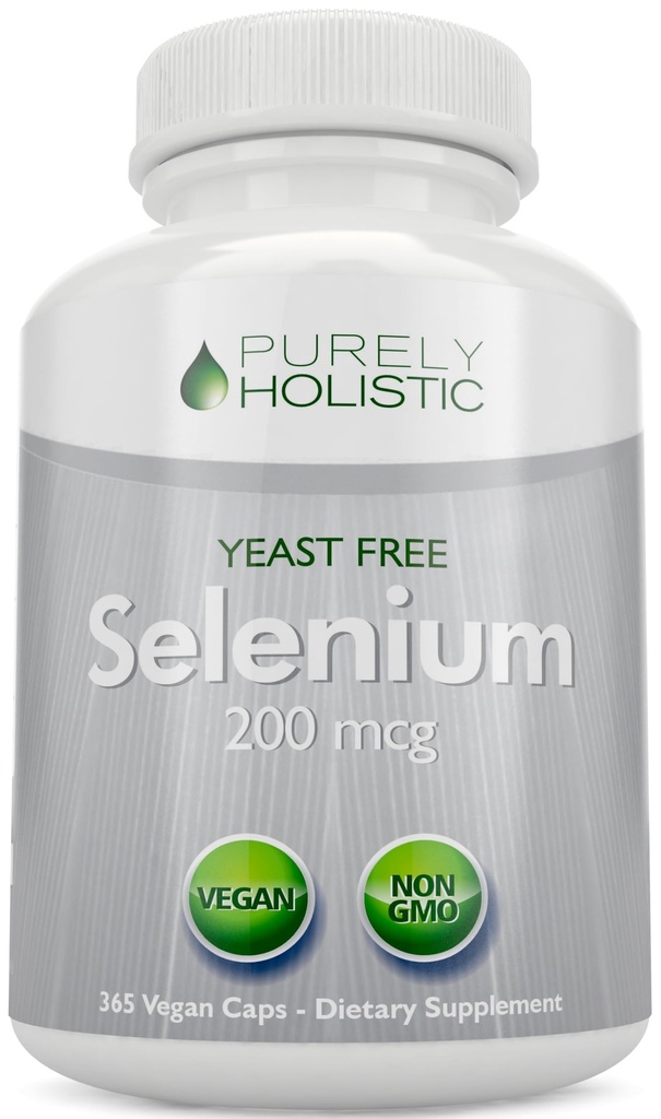 Selenium 200mcg - 365 Vegan Capsules bukan Tablet - Pure & Yeast Free L- Selenomethionine untuk Imporetic Absorpsi - Thyroid, Heart, and Imune System Dupport - Antioksidant Trace Mineral - Dibuat di AS