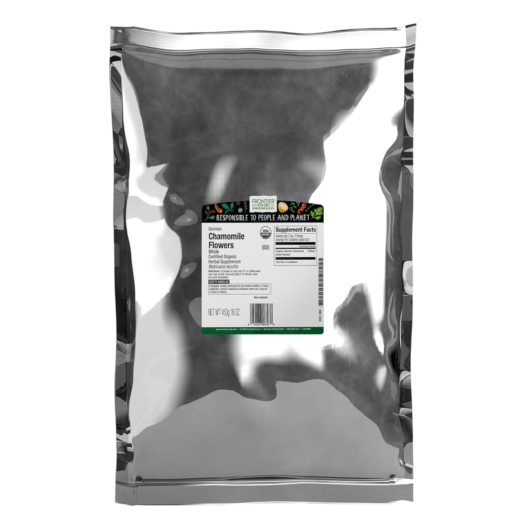 Frontier Co-op Organic Whole Chamomile Flowers, Kosher, Bulk Herb