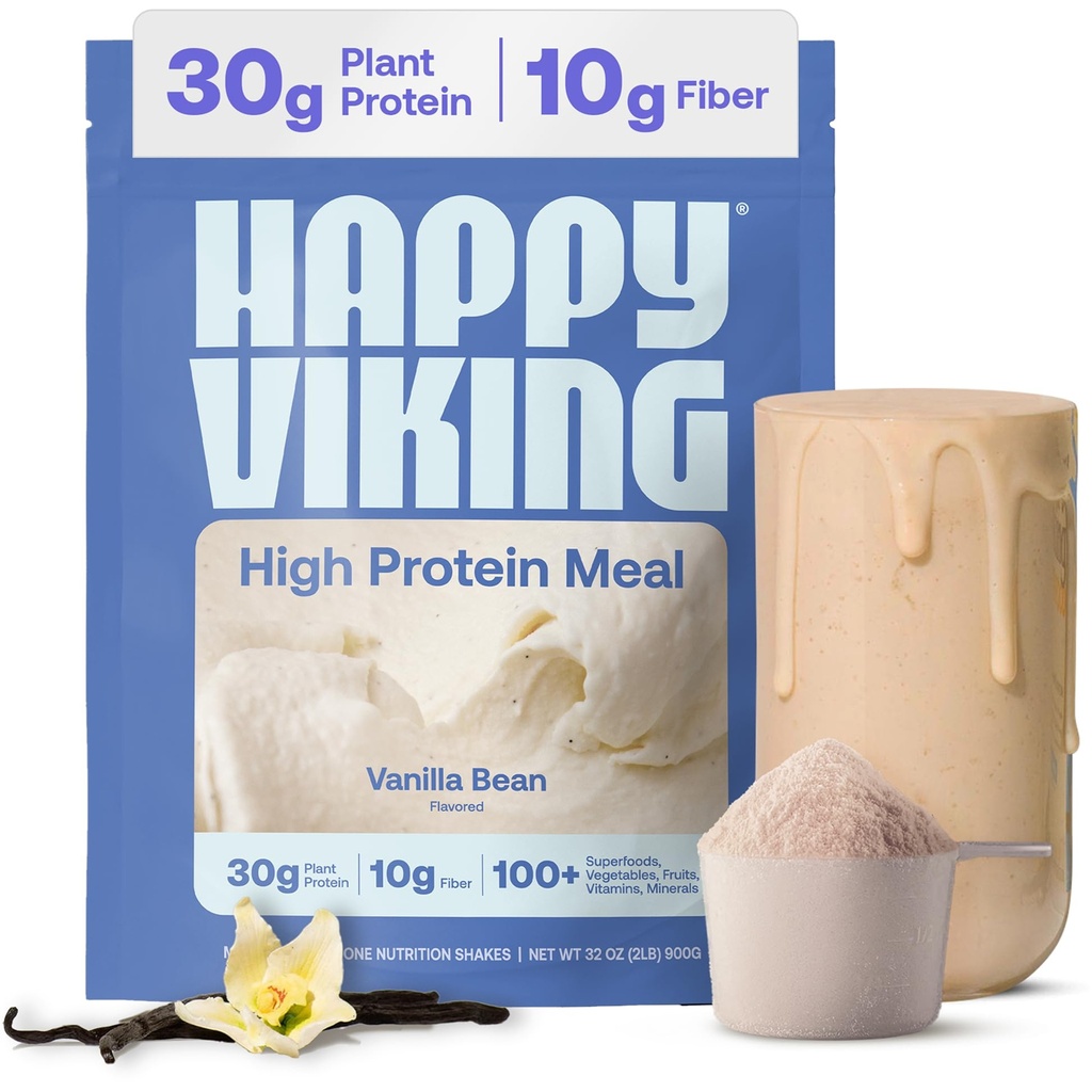 Viking Vanilla Plant Protein Powder, dibuat oleh Venus Williams, 20G Protein, Low Carb, Keto, Vegan, Gluten- Free, Non-GMO, Superfoods, Pengganti Meal, 1 Canister (24 oz).