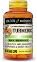 MASON NATURAL Turmeric 500 mg, dengan 95% Curcuminoid, Suplemen Overall Wellness & Joint Dukung, 60 Plant-Based Veggie Kapsul