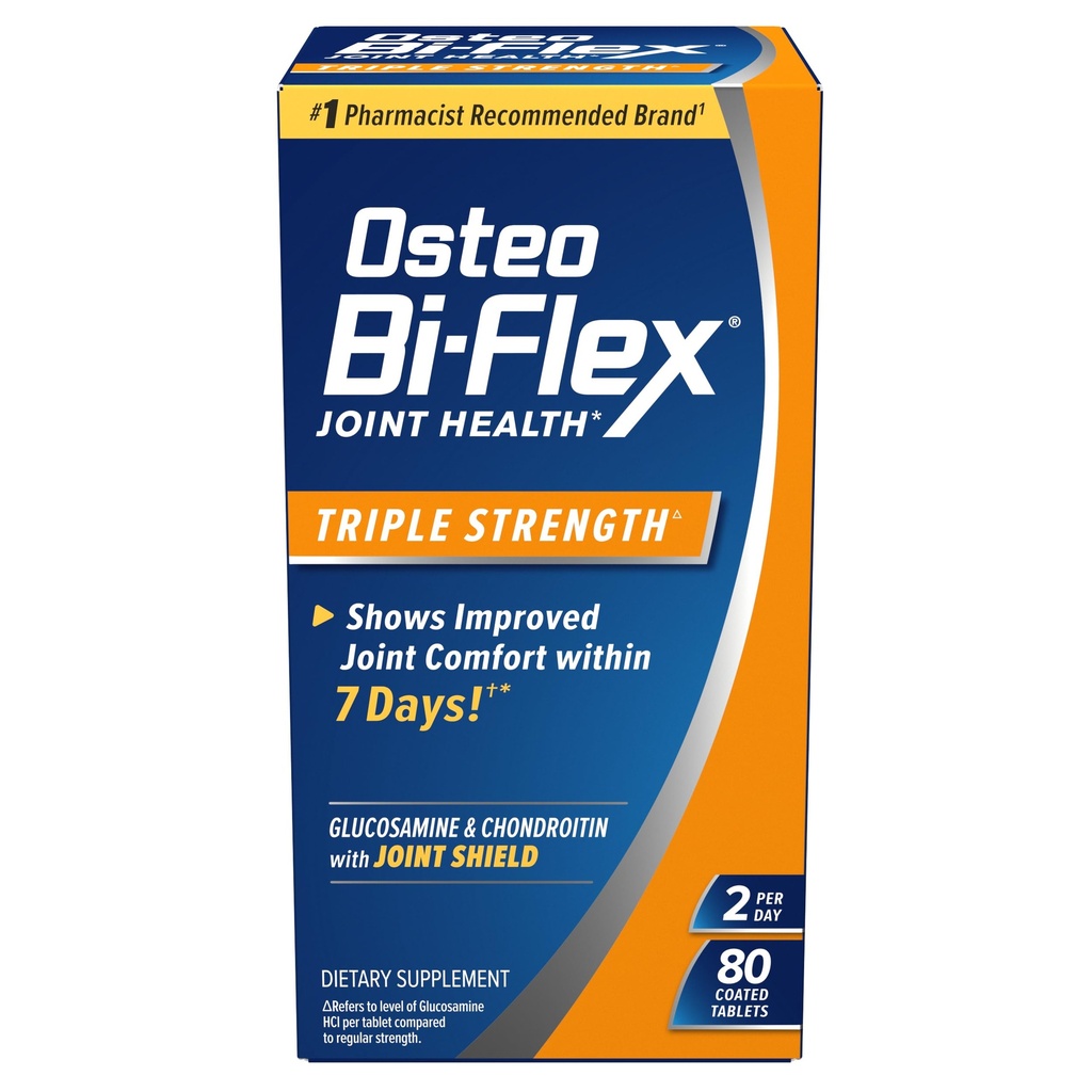Osteo Bi- Flex Triple Power, Glucosamine Chondroitin dengan Vitamin C Commengandung Health Supplemen, Tablets berlapis, 80 Count