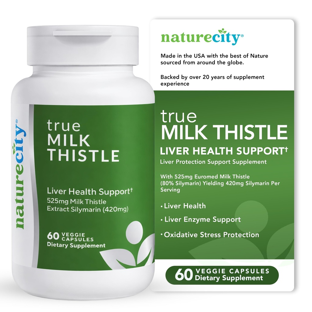 NaturreCity TrueMilkThistle 124; Milk Thistle Suplemen 525mg 124; Milk Thistle (80% silymarin) berisi 420 mg dari Silymarin 124; Antioxidant Dukungan: 124; Pendukung Keselamatan Hati: