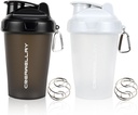 2 Paket Botol Shaker untuk Campuran Protein, 17 oz Botol Shaker Kecil dengan Handel, Piala Shaker Gym dengan Blending Ball for Pre-Free & Dishwasher Safe (Hitam, Putih)
