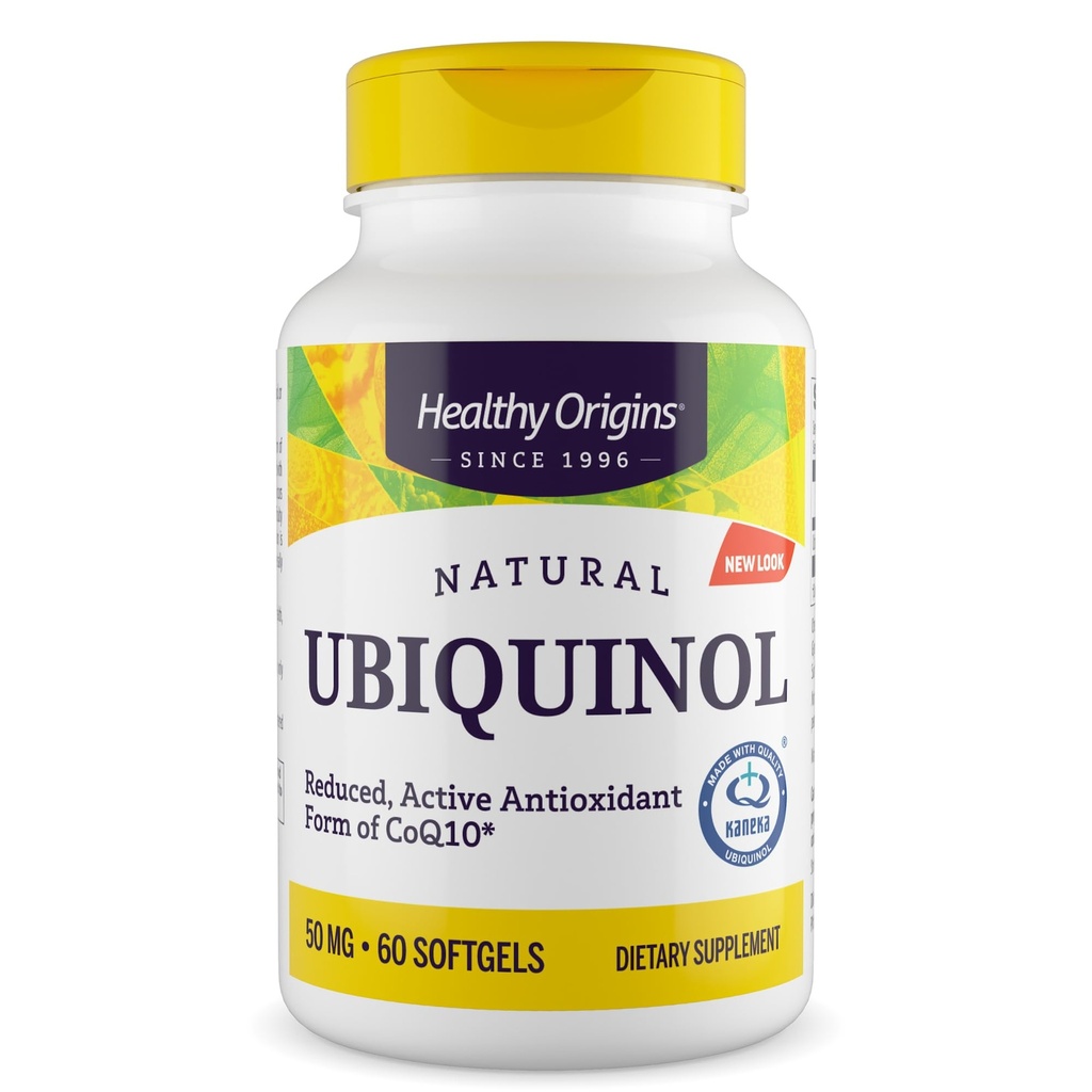 Origins Sehat Ubiquinol (Bentuk Aktif CoQ10), 50 mg - Kaneka Ubiquinol Support untuk Dukungan Kesehatan & Antioksidant - Gluten- Free & Non-GMO Tambahan - 60 Softgeels