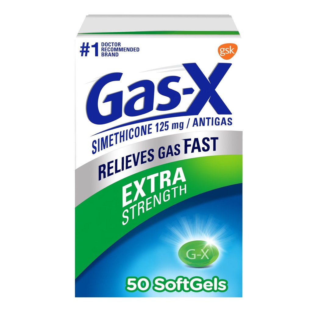 Gas-X Ekstra Kekuatan Gas Relief Softgeels dengan Simejicon 125 mg - 50 Cacah