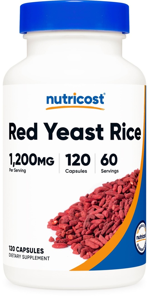Nutricost Red Yeast Rice 1200 mg, 120 Capsules - 60 Serv, Veggie Caps, Non-GMO, Gluten Free