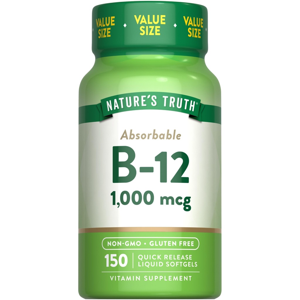 Nature 's Truth Vitamin B12; 1000 mcg 124; 150 Softgels 14; Non-GMO & Gluten Free Suplemen