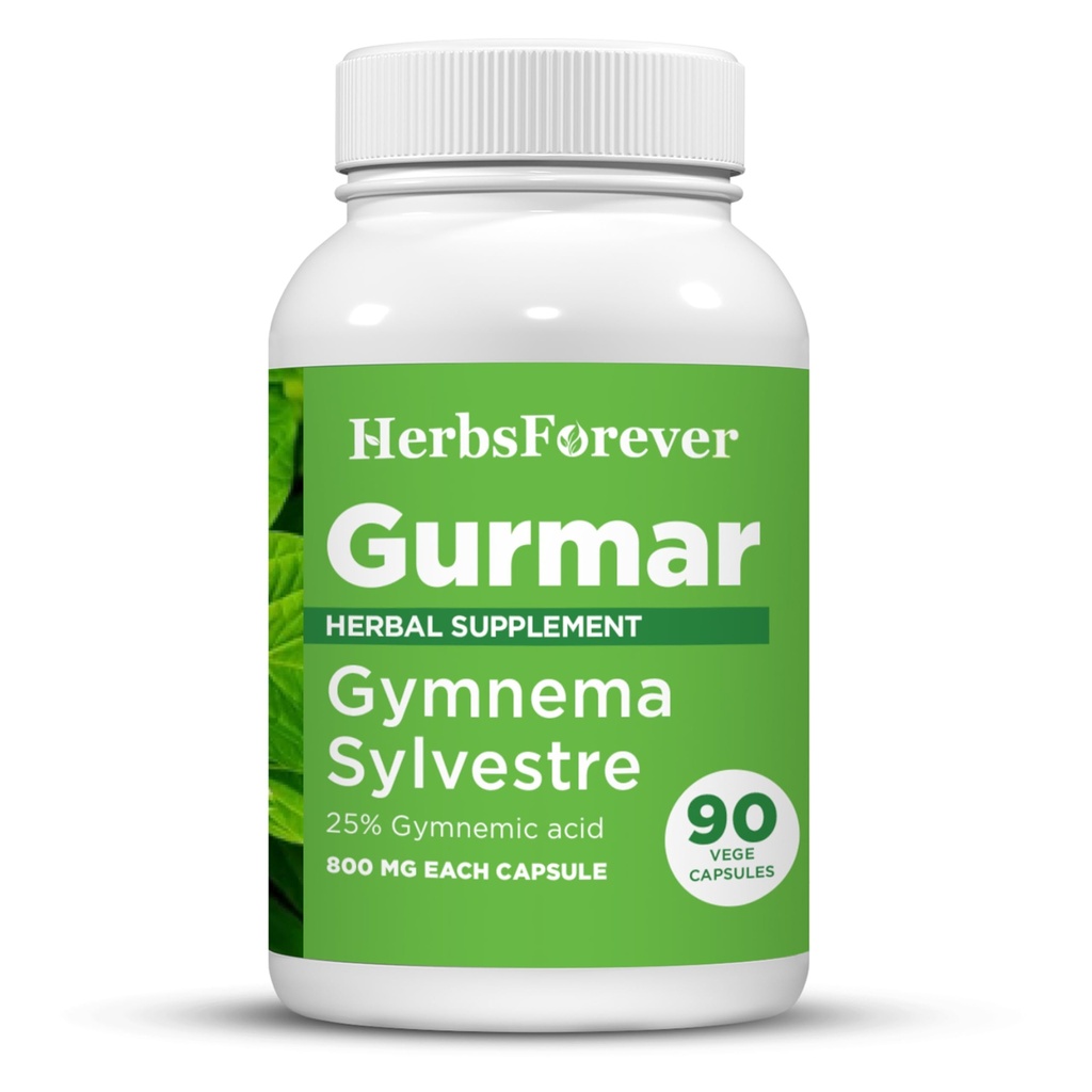 Herbsforever Gurmar Capsules 124; Gymnema Sylvestre Extract 7: 1 14; 90 Vegan Capsules 12.4; Ayurvedic Herbal Suppplemen Atter4; Support Healthy Sugar Metabolisme & Wellness