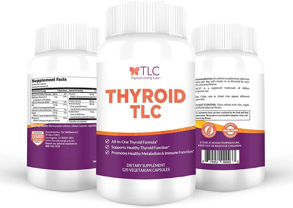 Thyroid TLC - All-inOne Thyroid Dukung Formula dengan Iodin, Selenium dan Majus (120 Vegetarian Capsules)