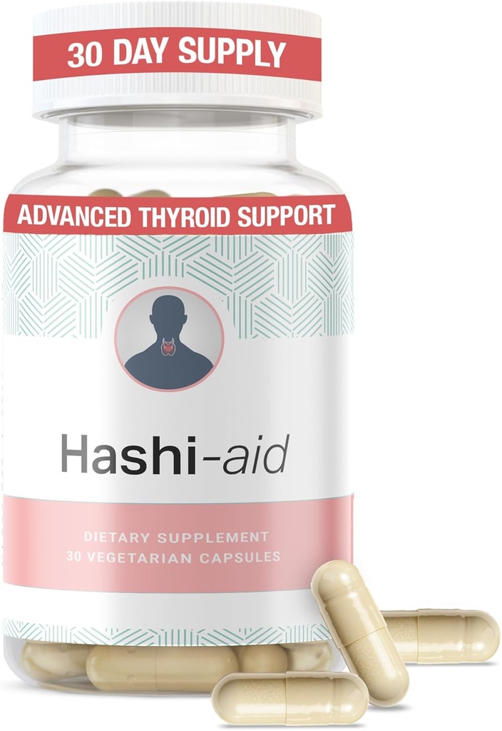 IBDHELP ™ Hashi Aid Thyroid Dukung Perempuan & Pria - Thyroid Suplemen Penyakit Hashimoto & Hipotiroidism * - Dikemas dengan Ashwagandha, Selenium, Zinc, Esnovable Vitamin & Lebih - 30 Capsules