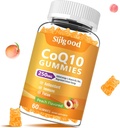 Sugar Free CoQ10 Gummies, plus Omega-3, Vitamin B3 dan Zinc, Magnesium, 5X High Absorpsi Koenzim Q10 Suplemen, Energi Q10 Boost Cellular, Powerantioksidant & Brain, Peach Flavor, 60 Cts