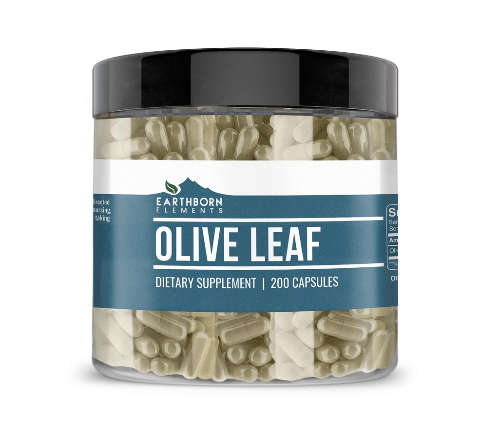 Elemen bumi Olive Leaf Ekstrak 200 Capsules, Murni & Undiluted, Tidak Ada Addonist