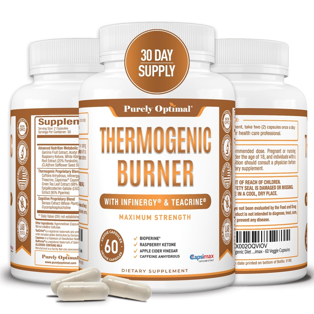 Murni Termogenik Fat Burner untuk Perempuan - Metabolisme Advanced Dukung & Energy Booster - Natural Ingreations, Vegan - Friendly, Non-GMO - 60 Kapsul