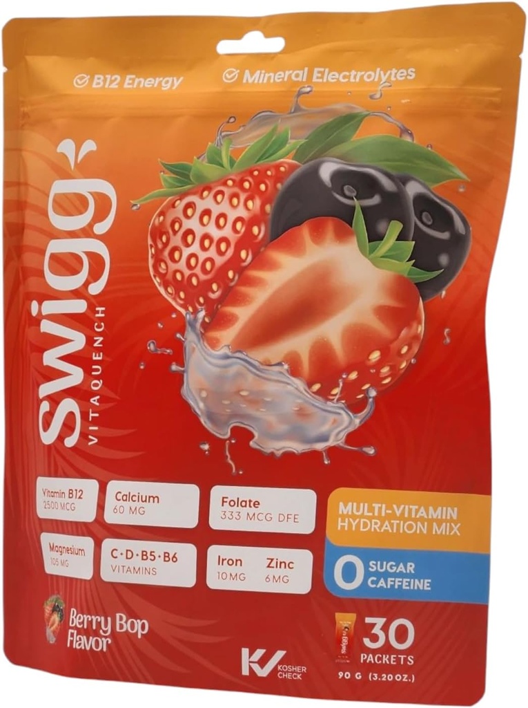 Electrolytes Powder Pack Daily Multi Vitamin Water Hydration Packet Powder No Sugar 2500 mcg B12, C + D + B6, Folate, Iron Zinc + More