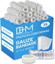D & H Medical Pack dari 36 Gauze Bandage Roll 4 Inches x 4.1 Yards with Tape - Medical Gauze Clock for Wounds Care - Easy to Use Cotton Rolls for Hand Wrap Ankles & Luck