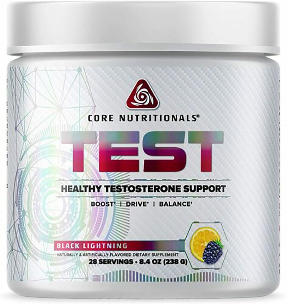Core Nutritional Test Vitalitas & Testosteron Dukung 124; dengan KSM-66 Ashwagandha, Calcium D-Aspartic Acid, & Pine Extract 124; 28 Servings (Black Lightning)