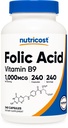 Nutricost Folic Acid (Vitamin B9) 1000 mcg, 240 Capsules