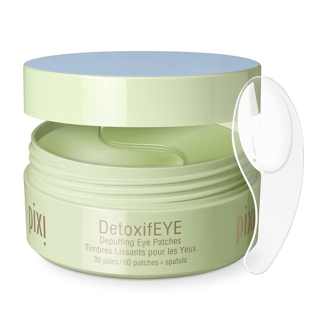 Pixi DetokfEYE Depuffing Hydrogel Under-Eye Patches, Cucumber, Hyaluronic Acid & Caffeine For Puffy Eyes and Dark Circles, Hydrate Eye Area, 30 pasang, 60 Patch