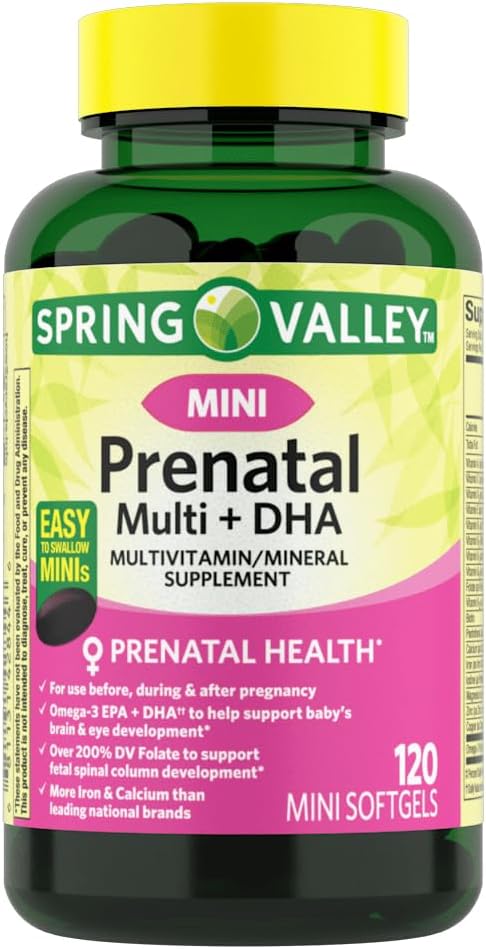 IKJ Mini Prenatal Multi + DHA Lengkap Multivitamin / Multimineral Suffels Mini Softgels, 120 Count