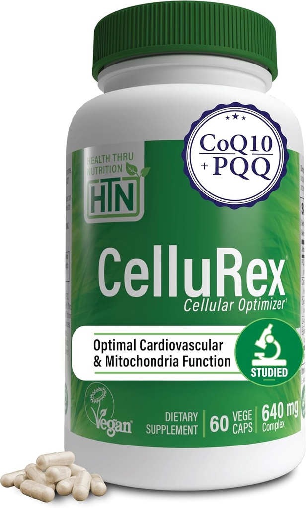 Health Thru Nutrition CoQ10 plus PQQ dan Red Spinach 124; Cellurex 124; Cellular Optimizer for Brain Circulation Energy dan Mitokondria Fungsi Dukungan: 124; Sertifikasi Vegan 124; Non-GMO (Paket 60)