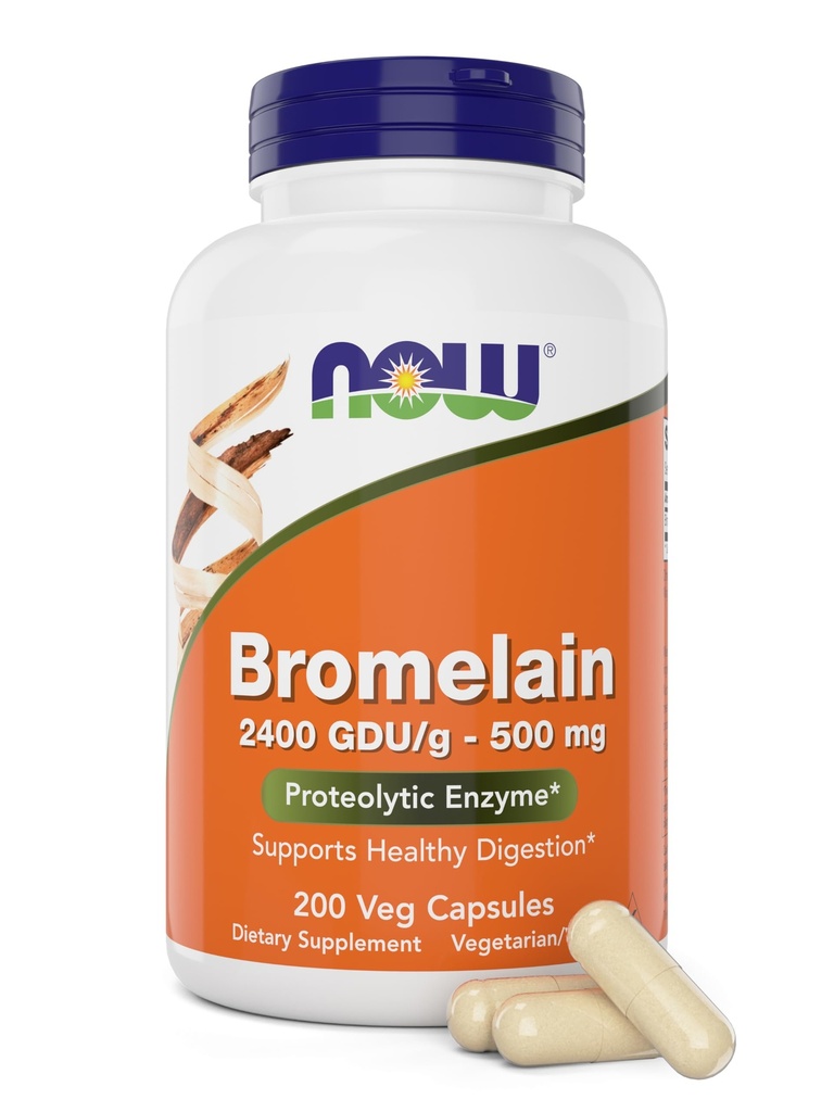 Sekarang Bromelain 500 mg, 200 Veg Capsules - Natural Pineapple, Protolytic Enzyme Suplemen, 2400 GDU