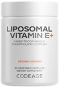 Codeage Lipomal Vitamin E Suplemen - All Vitamin E Tocopheriol - 3- Month Supply - Alpha Tocopheriol, Beta, Gamma, and Delta - Liposomal Mixed Tocosherol - Non-GMO Phospholipid - 90 Capsules