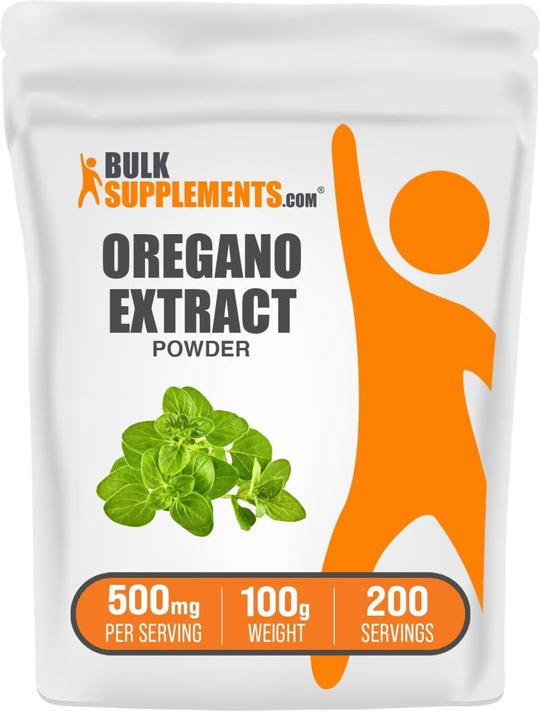 BulkSuplements.com Oregano Extract Powder - Herbal Extract Suplement, from Oregano Herb - Gluten Free, 500mg per Serving, 100g (3.5 oz) (Pack of 1)