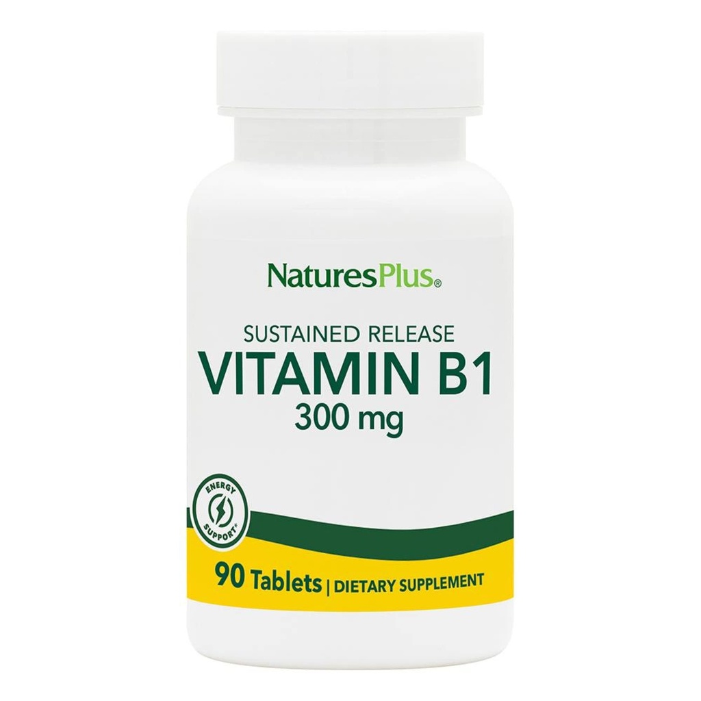 Natures Plus Vitamin B1 (Thiamin HCI), Diterima Rilis - 300 mg, 90 tablet Vegetarian - Gluten- Bebas - 90