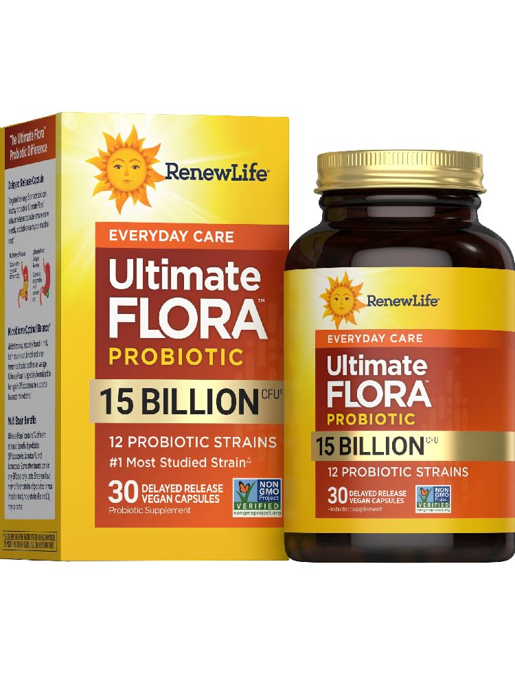Renew Life Probiotic Capsules, Daily Suplemen Support urinary, Digetical and Ammune Health, L. Rhamnopus GG, Dairy, Soy dan gluten- free, 15 Milyar CFU, 30 Count