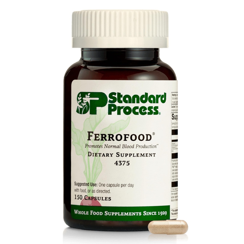 Proses Standar Ferrofood - Suplemen Kesehatan Darah - Dukungan Enzyme dengan Vitamin B12, C, & Iron - Non-Dairy & Non-Soy - 150 Capsules (40 Servis)