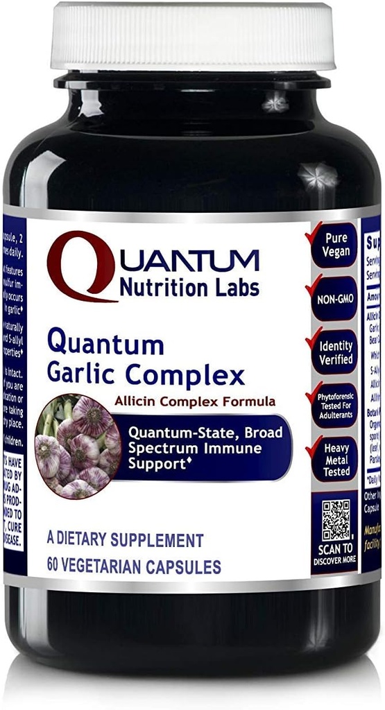 Quantum Nutrition Labs Quantum Kompleks Bawang putih Suplemen Allisin, Pill Bawang Putih, Ekstrak Alliks, Ekstrak Bawang Bawang Bawang, Dukungan Ammune - 60 Kapsul Vegetarian