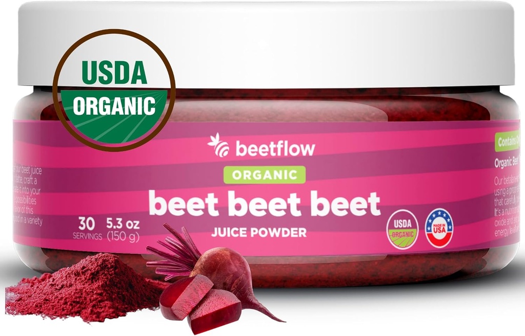 Beet Beet - Powder Beet Organik Tekanan Darah Sehat, Cholesterol - Murni Amerika Serikat Grown - Tidak Ada Addonist atau Flavors Superfood Supplemen - Nitric Oxide Nutitients (30 Pelayan)