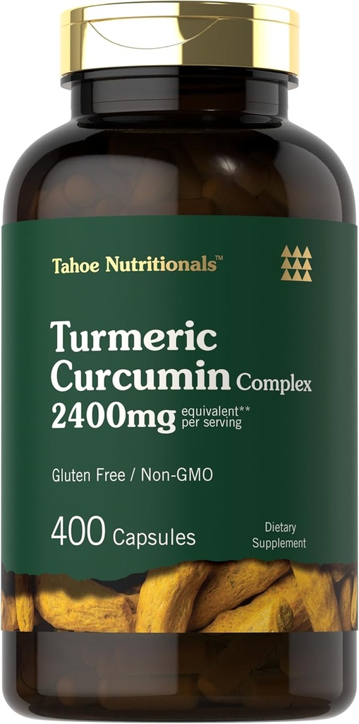 Tahoe Nutronionals Turmeric Curcumin Supplemen 124; 2400mg 124; 400 Capsules 124; Ekstraksi Kompleks 126; Non-GMO, Gluten Bebas