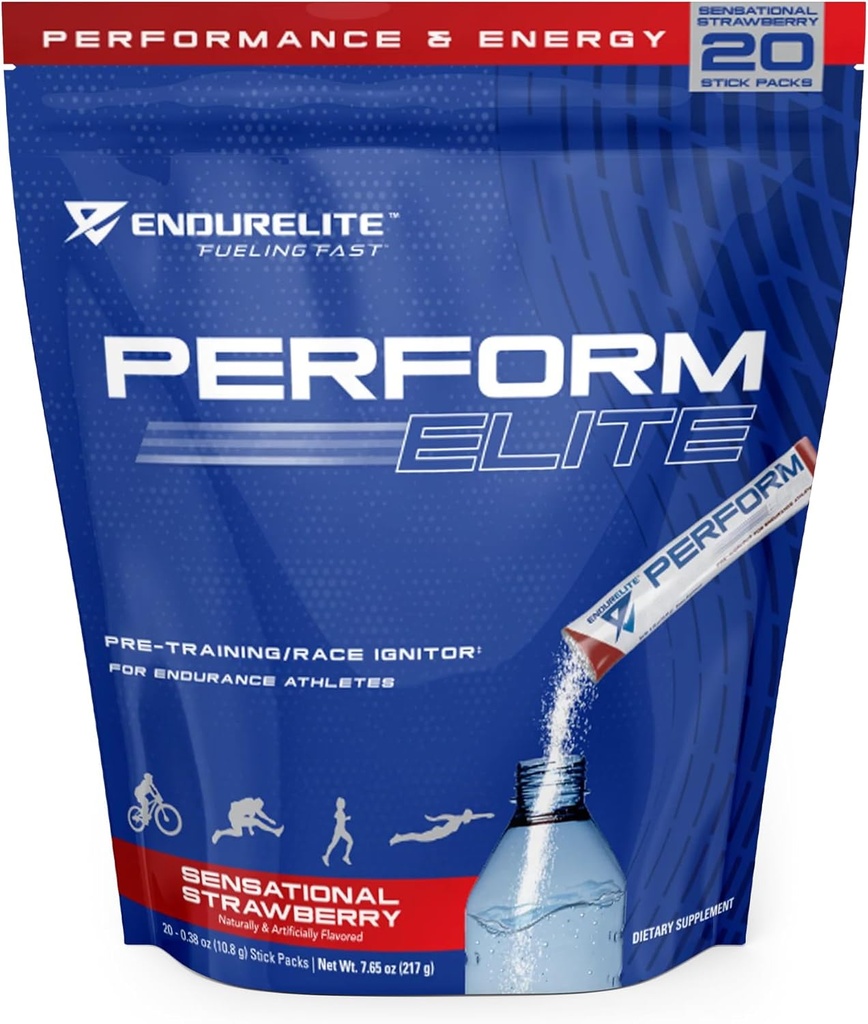 EndurElite Melakukan Suplai Bubuk Kerja Sebelumnya Kerja untuk Atlet Endurance - 20 Serving Bag - Sensasional Strawberry