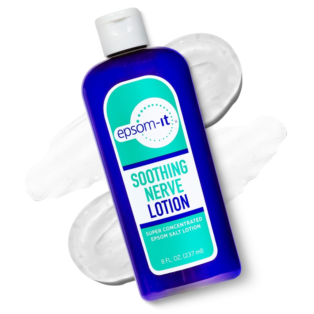 Epsomit-nya Lotion Nerve - Epsom Salt Magnesium Lotion, Topical Magnesium Cream dengan Capsaicin & Arnica untuk Menyediakan Comfort for Legs, Knee and Feet, 8.0 oz.