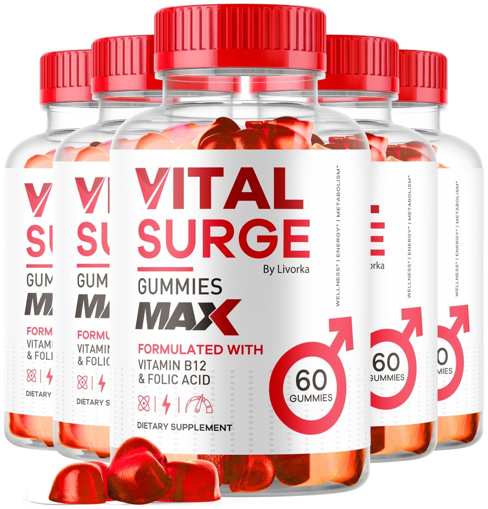 (5 Paket) Vital Surge MAX, VitalSurge Gummies MAX for Men Duck, 1050 MG Advanced Max Strength Formula, VitalSurge MAX Performance Pria, Vital SurgeMAX Mens Gummies