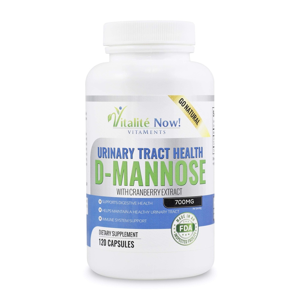 D-Mannose Berhak Tinggi dengan Ekstrak Cranberry untuk Infeksi Trakta Alami dan Pendukung UTI UTI - Digetical Health - Sistem Imune Dukungan - 700mg - Non-GMO - 120 Pil