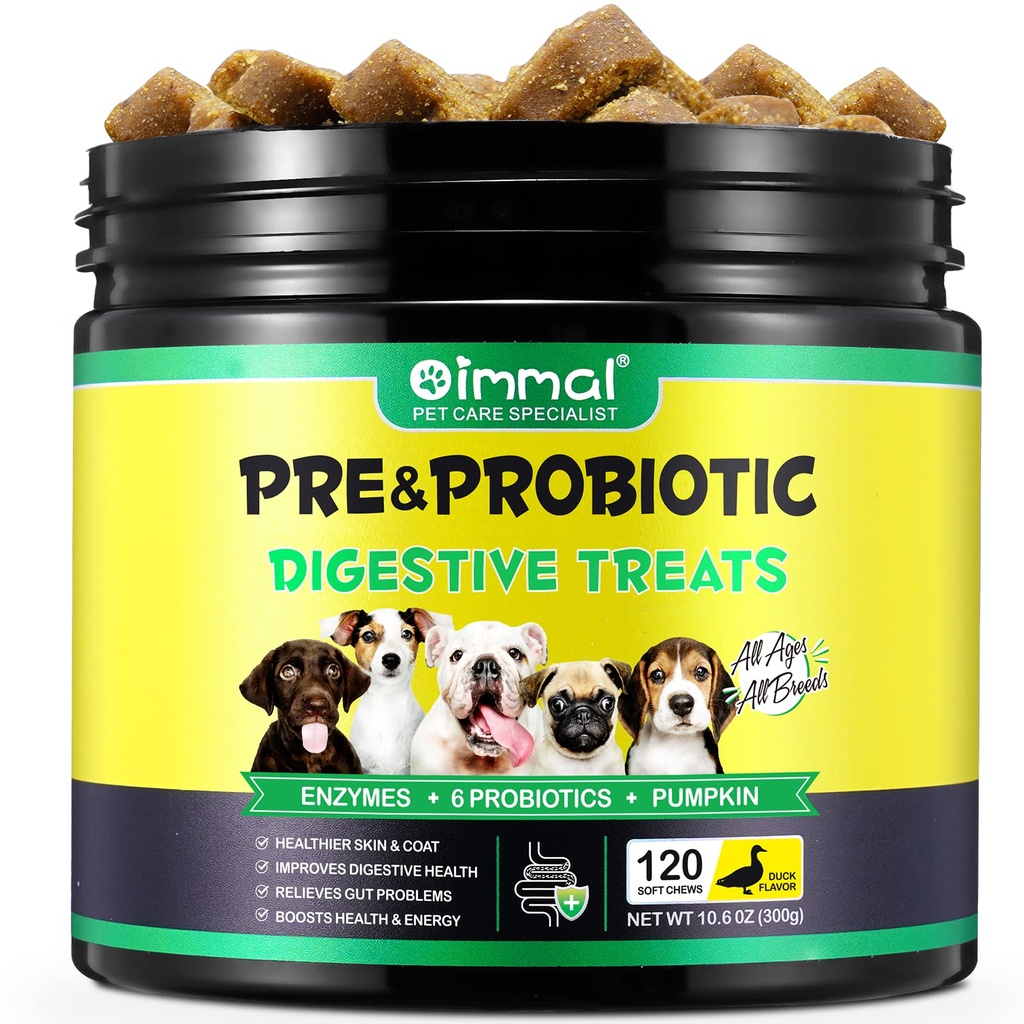 Progres for Dogs - Pra & Probiotic Digetical Treats for Dog, Duck Health, Seasonal Allergies, Itchy Ears, Dog Suplement Soft Chews, Immune Fungsi Dukungan untuk Dogs - 120pc / Duck Flavor