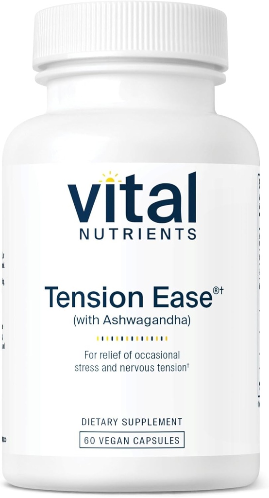 Ketegangan Nutrients Vital dengan Ashwagandha 124; Stres Relief Suplement for Relief of Occational Stress and Gugup Tension 124; Gluten, Dairy, Soy Free 124; Non-GMO 124; 60 Capsules
