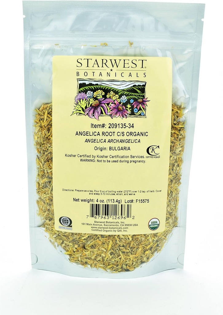 Starwest Botanicals Organic Angelica Root C / S, 4 Ounces