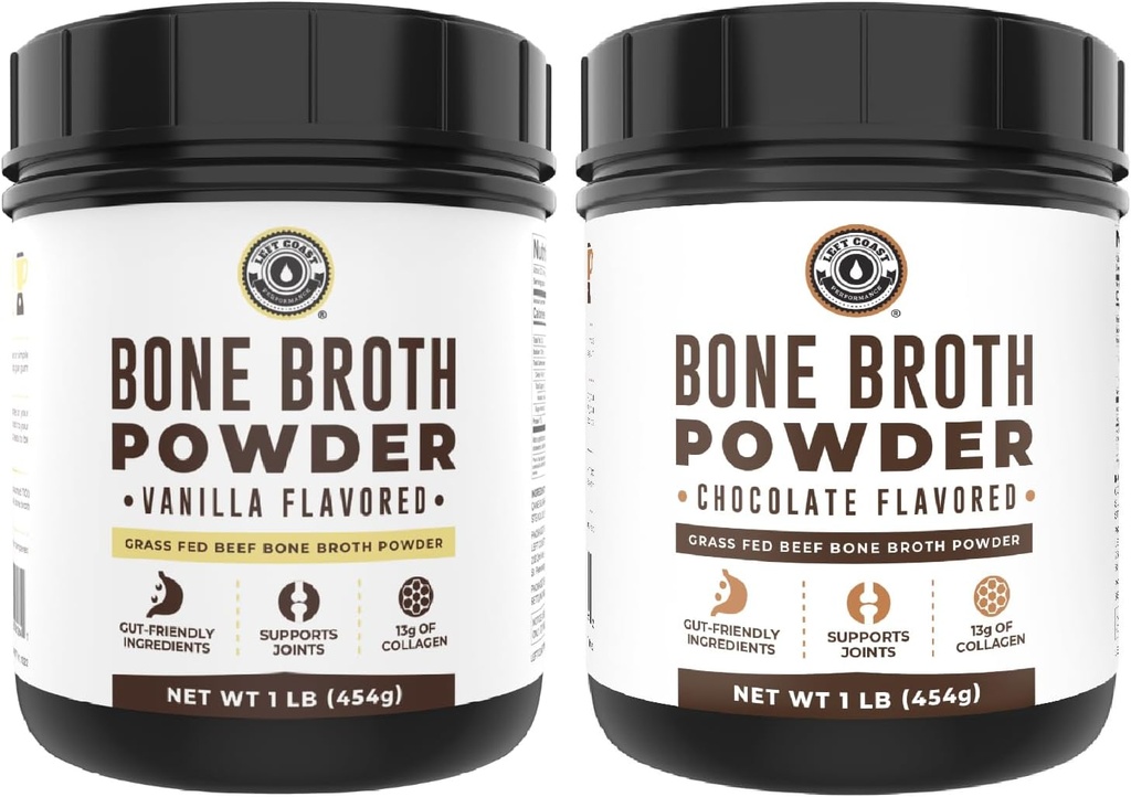 Performance Pantai Kiri Vanilla Bone Broth Protein Powder, 16oz + Chocolate Bone Protein Powder 16oz