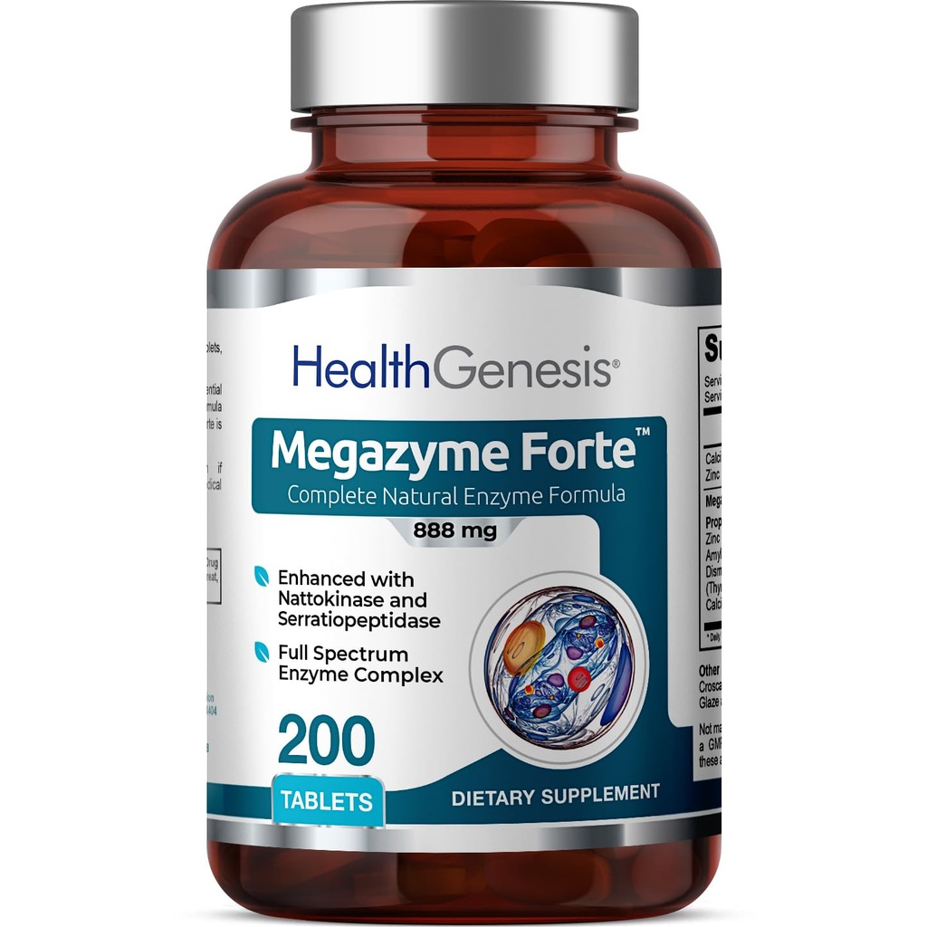 Megalyme Forte 200 Tablet - Alami Tanaman Protolytic Enzymes Nattozimes Serrazimes Support Digetical System Ammune Health