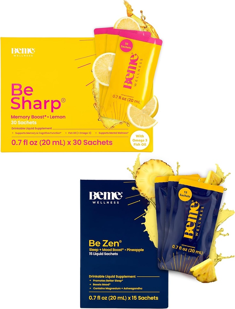 BeMe BeSharp & BeZen Bundle - Limid Omega -3 & Magnesium Glycinate L- Theanine Suplemen