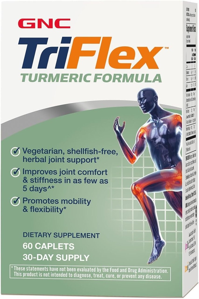 GNC TriFlex Turmeric Formula, Improve Comfort and Stiffness, Promoses Mobility and Fleksibilitas, 60 Caplets
