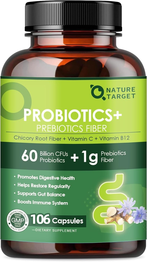 Progres for Women Digetical Health with Prebiotic Fiber Suplement with 60 Billion Probiotic for Regularity & Gut Cleanse - Supports Occasional Constipation - 106 Vevgie Capsules