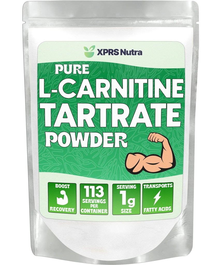 XPRS Nutra L Carnitine L Tarfrat Powder - Premium Murni L Carnitine Tartrat - L- Vegan - Friendly Bulk L Carnitine Powder - Amino Acid Suplemen (4 Ounce)