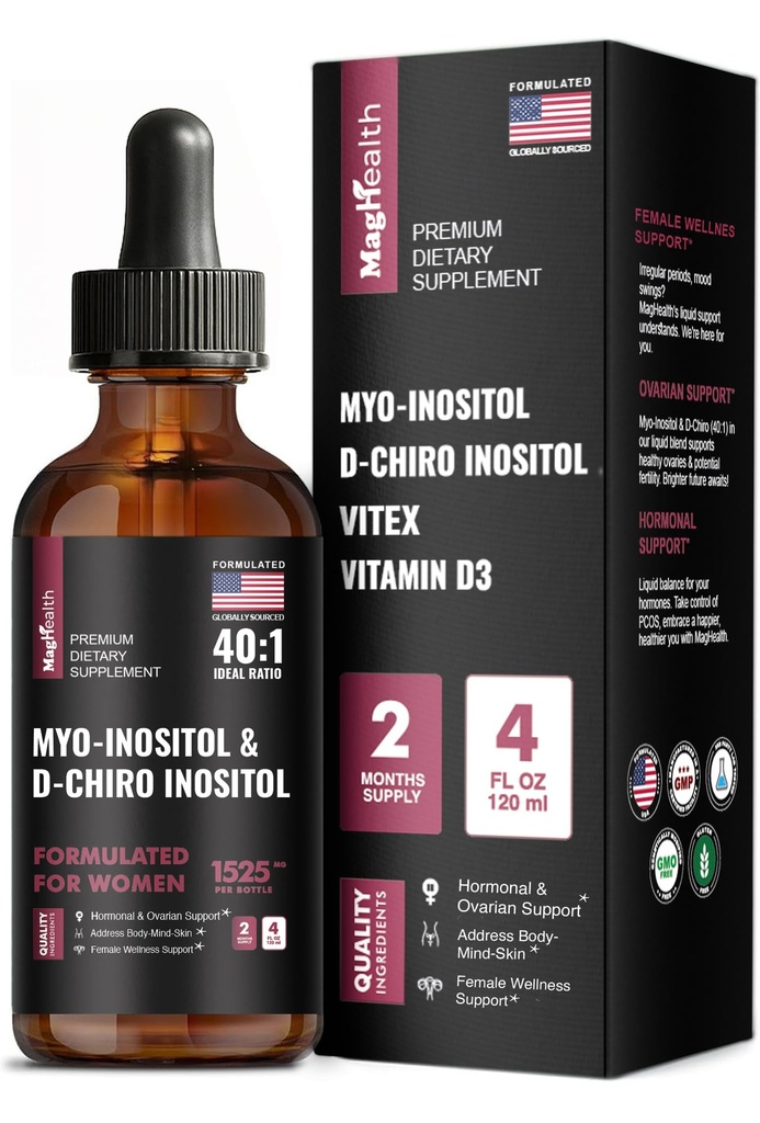 Myo- Inositol & D-Chiro Inositol - 40: 1 Rasio - 60- Day Suppply - Dukungan Kesehatan Wanita dan Kesehatan Harian Dukungan untuk Propiness Overall Balance - Promium Inositol Supplemen